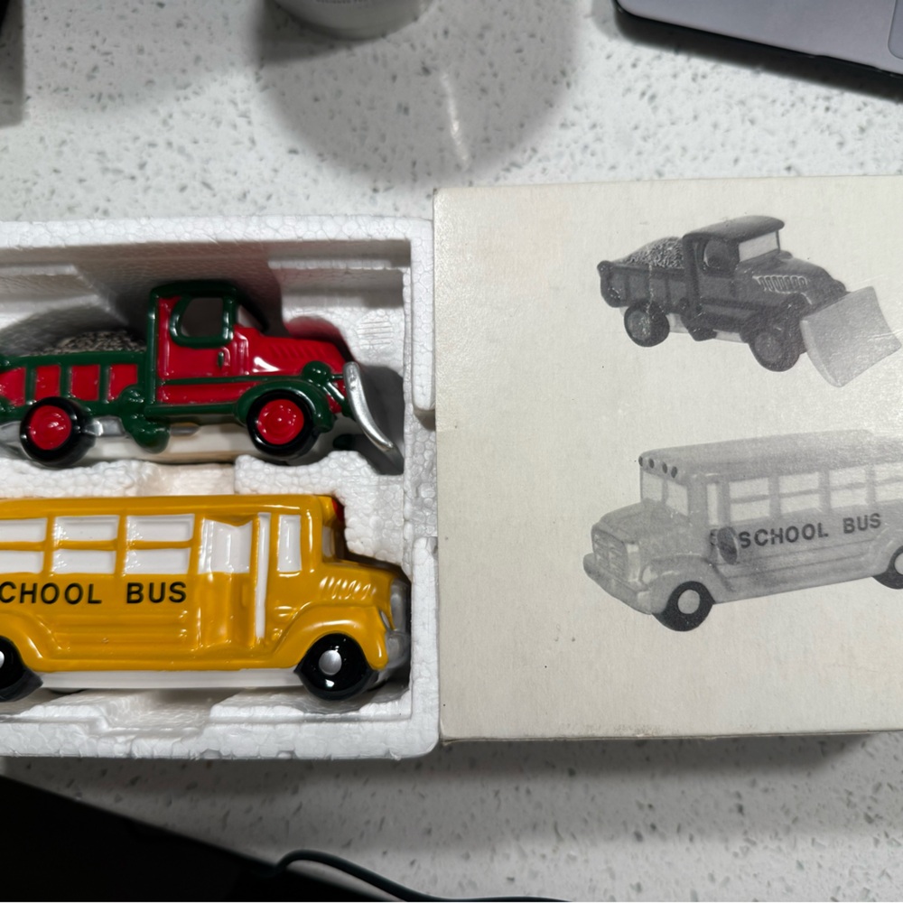 Department 56 Snow Village “School Bus and Snow Plow” set of 2